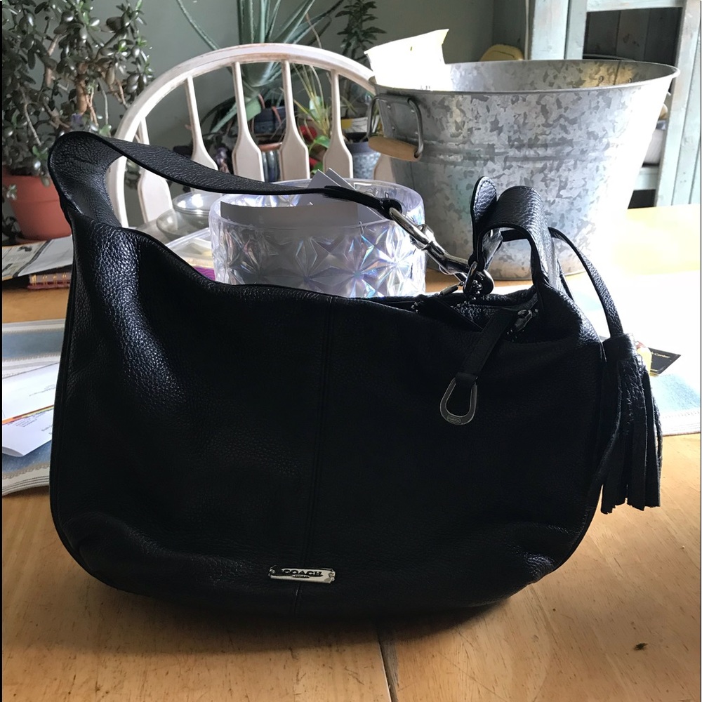 Coach pebble leather handbag F23960 in black